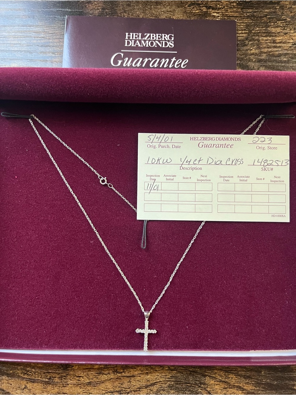 Helzberg Diamonds White Gold Diamond Cross Necklace - White